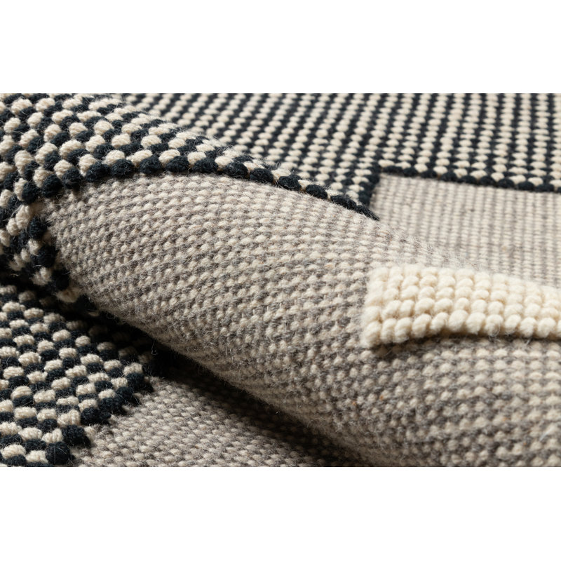 Handmade Flatweave Wool Light BlackBeige Area Rug Handmade Flatweave Wool Light BlackBeige Area Rug